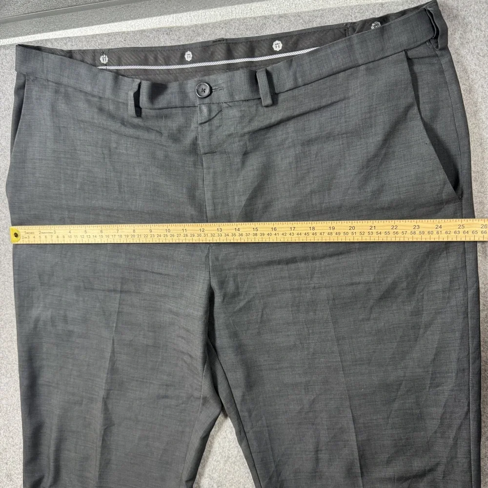 Haggar Mens Dress Pants 44x29 Charcoal Grey Flat Front Lightweight